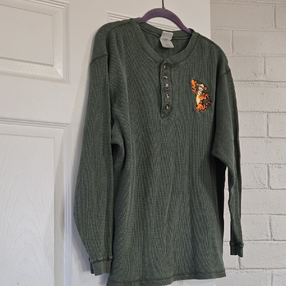 vintage Disney Store long-sleeve waffle knit Henley shirt - Picture 2 of 5